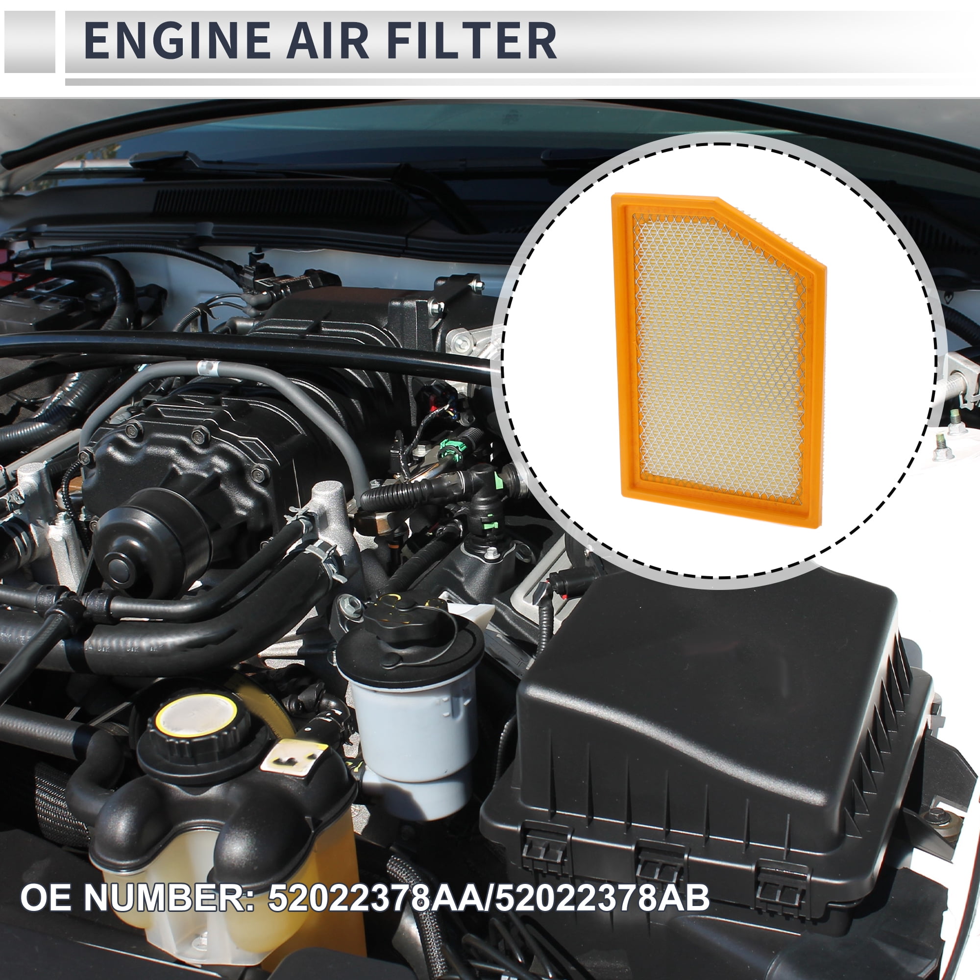 Unique Bargains 1pc Engine Air Filter for Jeep Cherokee 2014-2018 No.52022378AA/52022378AB