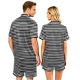 thumbnail image 5 of Leidass Mens Plaid Stripe Pajama Set Short Sleeve Button Down Sleepwear Set Relaxed Fit Lounge Set with Shorts for Home Wear Gray 2XL, 5 of 5