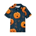 thumbnail image 2 of Abcomgle Girls Halloween Polo Shirts Size 6 Spooky Pumpkin Graphic Shirts for Kids Girls Button Up Short Sleeve Tshirts for Kids Fall Funny Holiday Top for Girls, 2 of 4