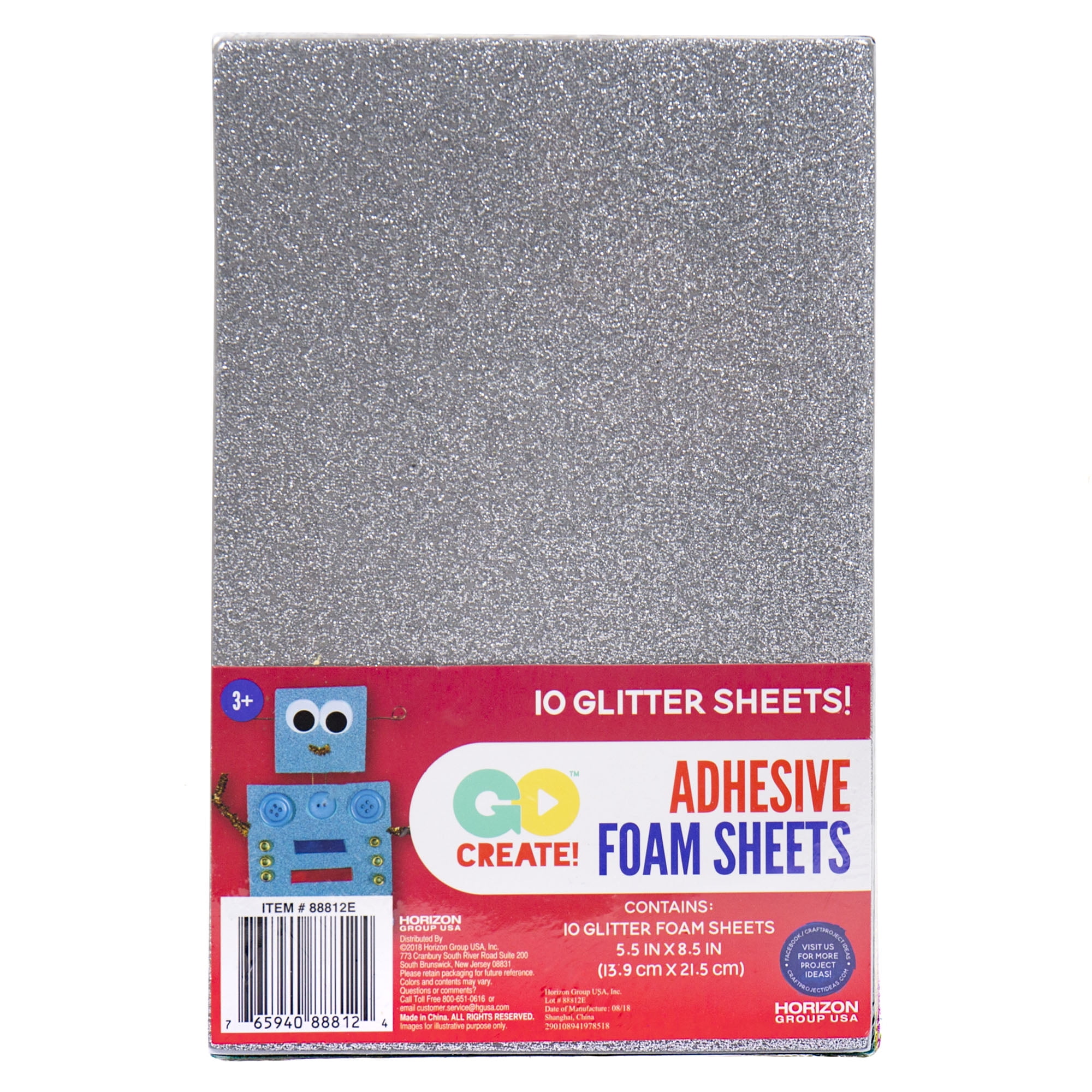 Go Create Foam 5.5" x 8.5" Rainbow Adhesive Glitter Sheets