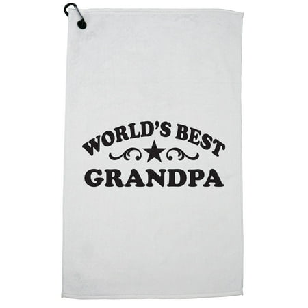 Classic Trendy World's Best Grandpa Graphic Golf Towel with Carabiner
