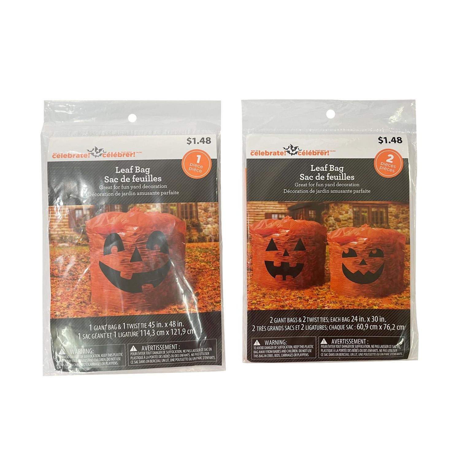 Façon de célébrer les sacs de feuille 2pk feuille sacs 24inx30in taille pour la décoration de cour d’amusement