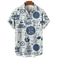thumbnail image 3 of Camisa hawaiana de verano para hombre, con estampado 3D de brújula náutica y velero, de manga corta, informal, de secado rápido, para playa, de gran tamaño, estilo Aloha, 3 of 4