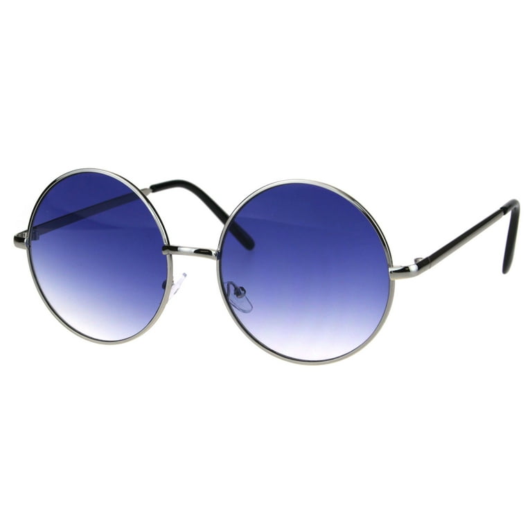 Blue round sale sunglasses
