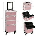 thumbnail image 4 of Omysalon 2 in 1 rolling cosmetic makeup train case for professional with mirror, black makeup Travel trolley, 4 of 9