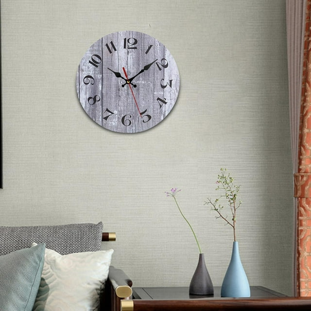 Reloj de pared de madera moderno, relojes silenciosos que no hacen tictac, relojes colgantes rústicos decorativos de madera para cocina, decoraciones Gris perfecl Reloj de pared