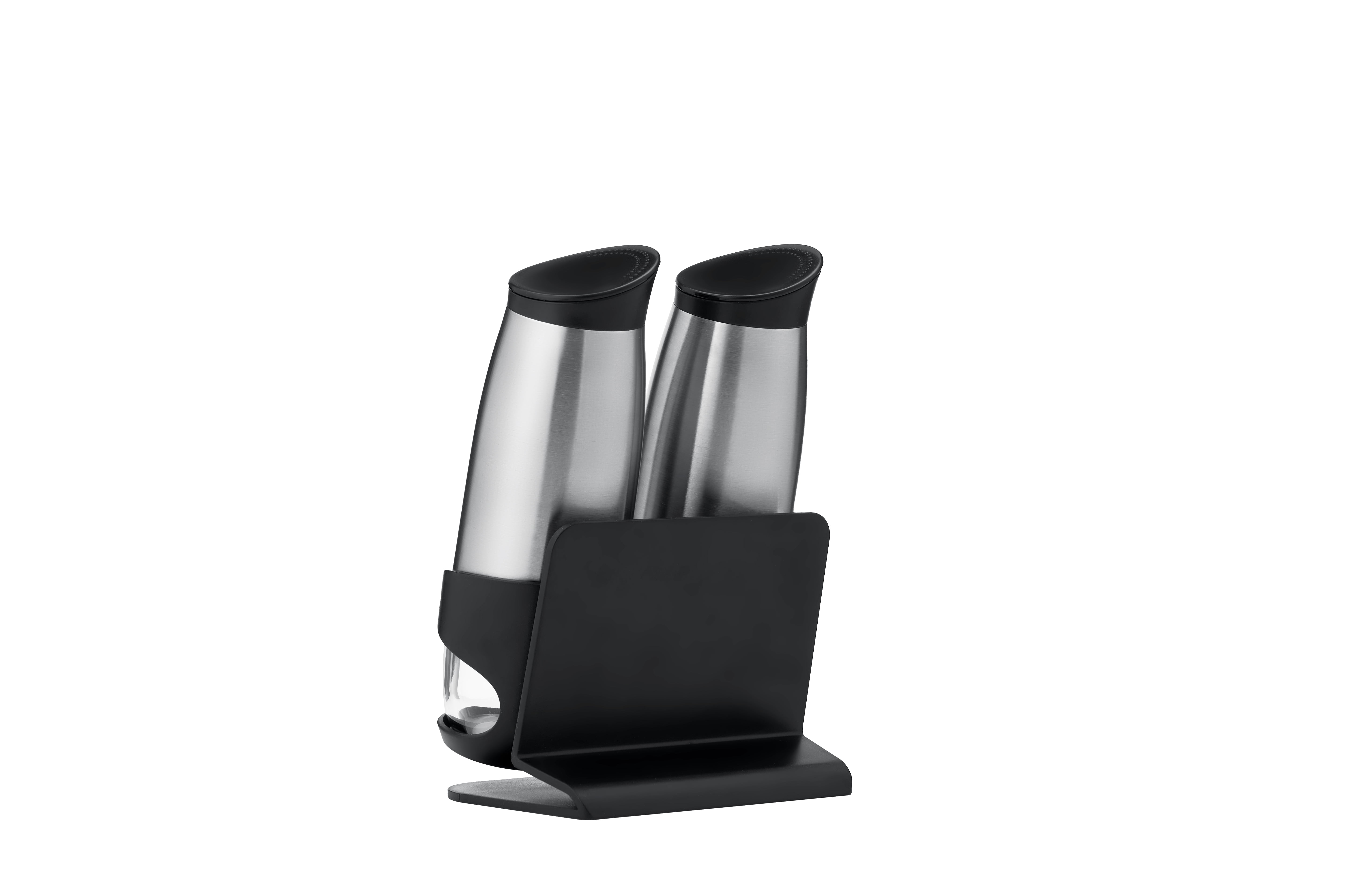 YEERSWAG Electric Salt and Pepper Grinder Set 2 Pack, Rechargeable Automatic Pepper Mill with Charging Base & LED Light, 6 Adjustable Coarseness, Stainless Steel One-Handed Operation