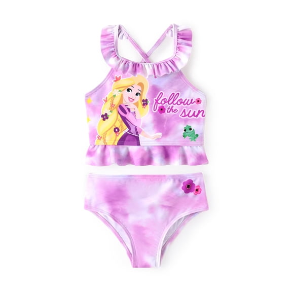 Traje de baño Disney Rapunzel, 2 piezas, para niña pequeña, 2T, morado