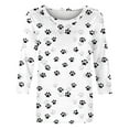 thumbnail image 4 of TKLPEHG Womens 3/4 Sleeve T Shirts Crew Neck Three-quarter Sleeve Tshirt Fashion Casual Loose Dog Paw Print Graphic Tee Summer Cute Comfy Outfits (Dark Gray,L), 4 of 4