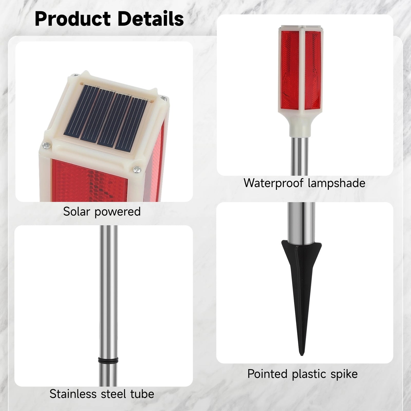 5 Pack Solar Driveway Marker Lights - Red LED Path & Roadside Warning Lights on Stakes, Outdoor Solar Powered for Easy Installation