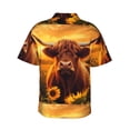 thumbnail image 3 of Daiia Vintage Sunflower Cow A Hawaiian Shirt for Men Gentle Cotton Regular Short Sleeve Casual-Large, 3 of 9