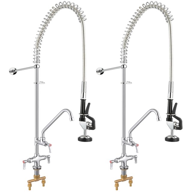 Aquaterior 2 Pack Robinet Mural Commercial 48 Pouces avec Pulvérisateur Pré-Rinçage pour Évier 2/3 Compartiments
