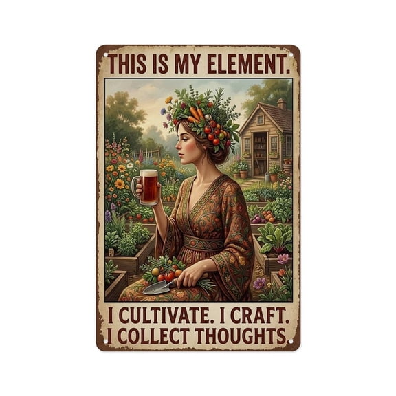 Garden Goddess This Is My Element Gardening Sign Metal Tin Sign Wall Decor Wall Art Vintage Room Decoration Tin Painting Poker Room Poster for Home Man Cave Bar Cafe Store Garage Or Club 12x8 Inches