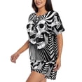 thumbnail image 2 of Lsque Psychedelic Skull Illusion Art Women's Short-Sleeved Pajama Set - 2 Piece Soft and Lightweight Sleepwear Set-X-Large, 2 of 9