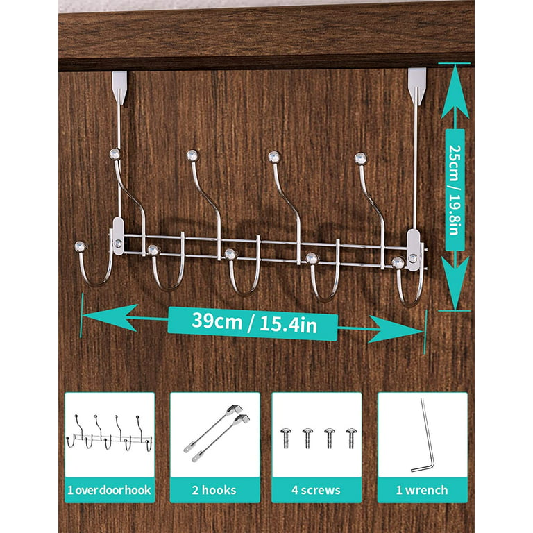 Over Door Towel Rack Hook Hanger with 9 Hooks, Heavy-Duty Hook Coat Rack  with High Bearing Capacity for Hanging Clothes, Coat, Bag, Robe, Heavy  Jackets, Towel, Silver(15.4 L * 9.8 W) 