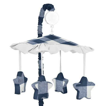 UPC: 0846480076964 | Buffalo Check Navy Blue and White Musical Mobile