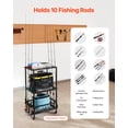 thumbnail image 3 of VEVOR Fishing Rod Holder for 10-Rods, Mobile Fishing Pole Rack Cart with Wheels, Fish Gear Equipment Organizer for Garage Home Indoor Use, for Tackle Box Reel Accessories Storage, Gifts for Men, 3 of 9
