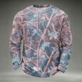 thumbnail image 2 of ASDFVBKG Mens Outdoor Casual Waffle Knit Shirt, Camo Maple Leaf Pattern Crew Neck Long Sleeve Pullover Light pink 3XL, 2 of 5