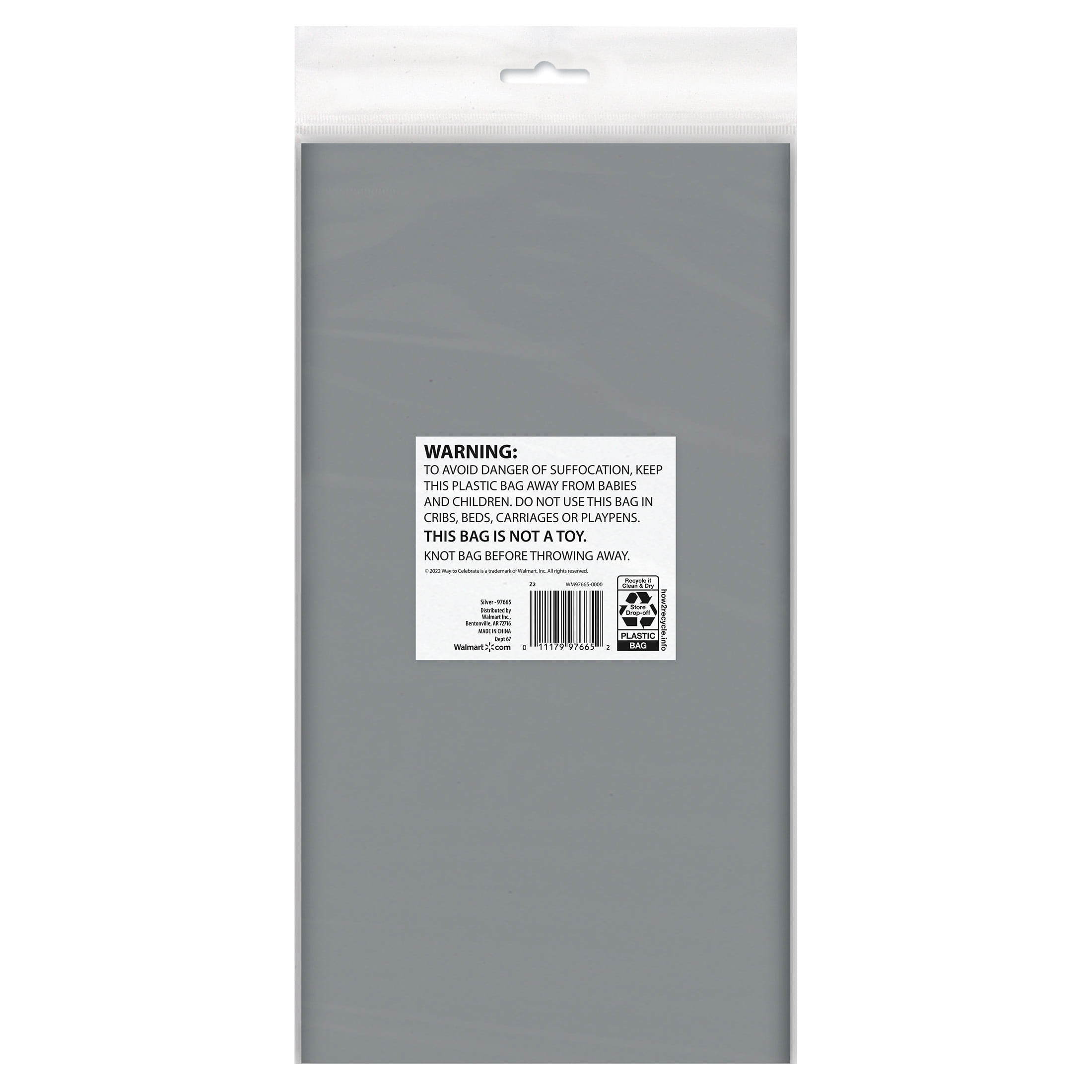 Way To Celebrate Plastic Table Covers, Silver, Rectangle, 54 in x 108 in, 3 Count