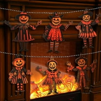 MYFLOCY Vintage Halloween Garland Decor Retro 6.56 Ft Wooden Hanging Banner Decorations (Spooky Pumpkin)