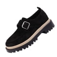 thumbnail image 2 of Vibrex Womens Chunky Loafers Women's Loafers with Buckle Platform Sole Burgundy Black Comfortable Slip On Shoes Women's Shoes,Size:5.5, 2 of 9