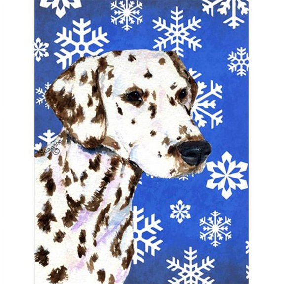 11 x 15 In. Dalmatian Winter Snowflakes Holiday Flag, Garden Size