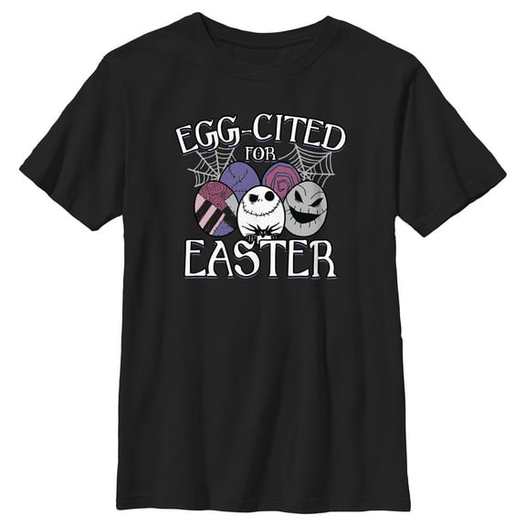 Boy's The Nightmare Before Christmas Egg-Cited for Easter  Graphic Tee Black Medium