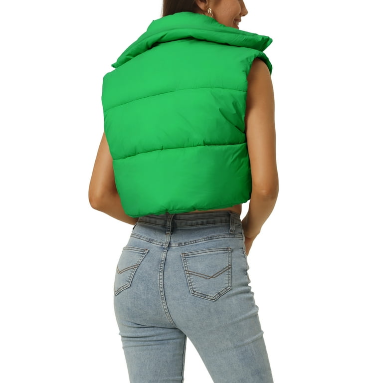 Unique Bargains Women's Padded Vest High Stand Collar Zip Unique Bargains Women's Padded Vest High Stand Collar Zip