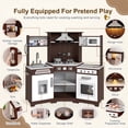 thumbnail image 4 of Wooden Kids Pretend Play Corner Kitchen Set Cooking Playset Toddler Toy Gift with Sounds & Lights(Brown), 4 of 20