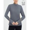 thumbnail image 3 of baleaf Thermal Shirts for Women Long Sleeve Mock Neck Tops Fleece Lined Base Layer with Thumb Hole Cold Weather Winter Gear Dark Gray XL, 3 of 7