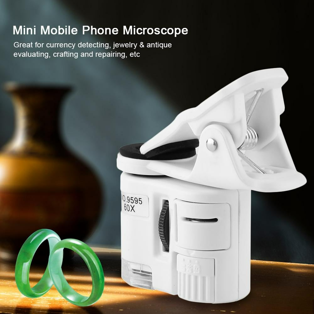 OTVIAP Mini Mobile Phone Microscope,9595W 60X Magnifying Glass LED UV
