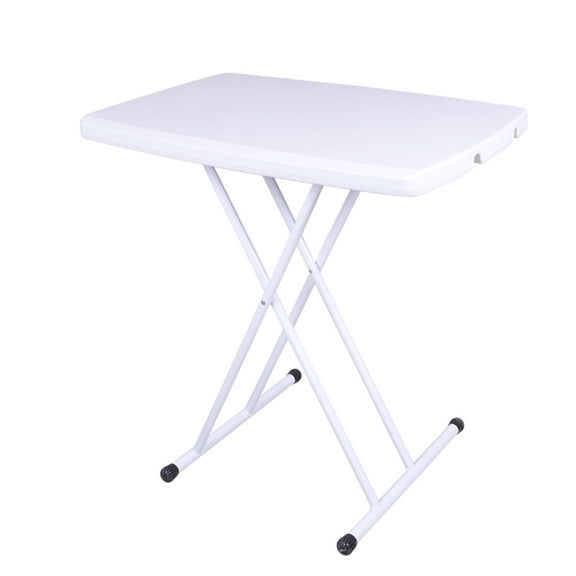 Beloadence Small Folding Table, Adjustable Height Portable Desk, White HDPE Plastic Foldable Utility Table for Indoor/Outdoor Use, Lightweight Table for Camping, Picnic, Home & Office