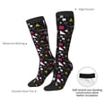 thumbnail image 4 of Xecao Colorful Geometry print thigh-high socks, crafted for both men and women with a stretchy, high-opaque design perfect for daily wear, 4 of 6