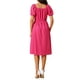 thumbnail image 3 of INSPIRAR CHIC Vestidos de Ojal para Mujeres Cuello Cuadrado Manga Corta Casual A Línea Vestido Midi de Verano S Rosa Fucsia, 3 of 6