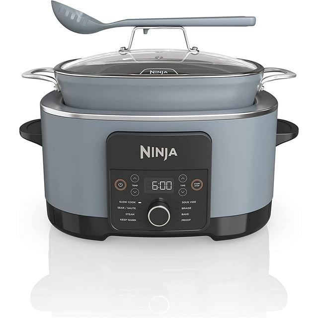 ZJQYDS Foodi PossibleCooker PRO 8.5 Quart Multi-Cooker, with 8-in-1 Slow Cooker,Dutch Oven,Steamer &More,Glass Lid & Integrated Spoon,Nonstick,Oven Safe Pot to 500°F,Sea Salt Gray,Sea Salt Grey