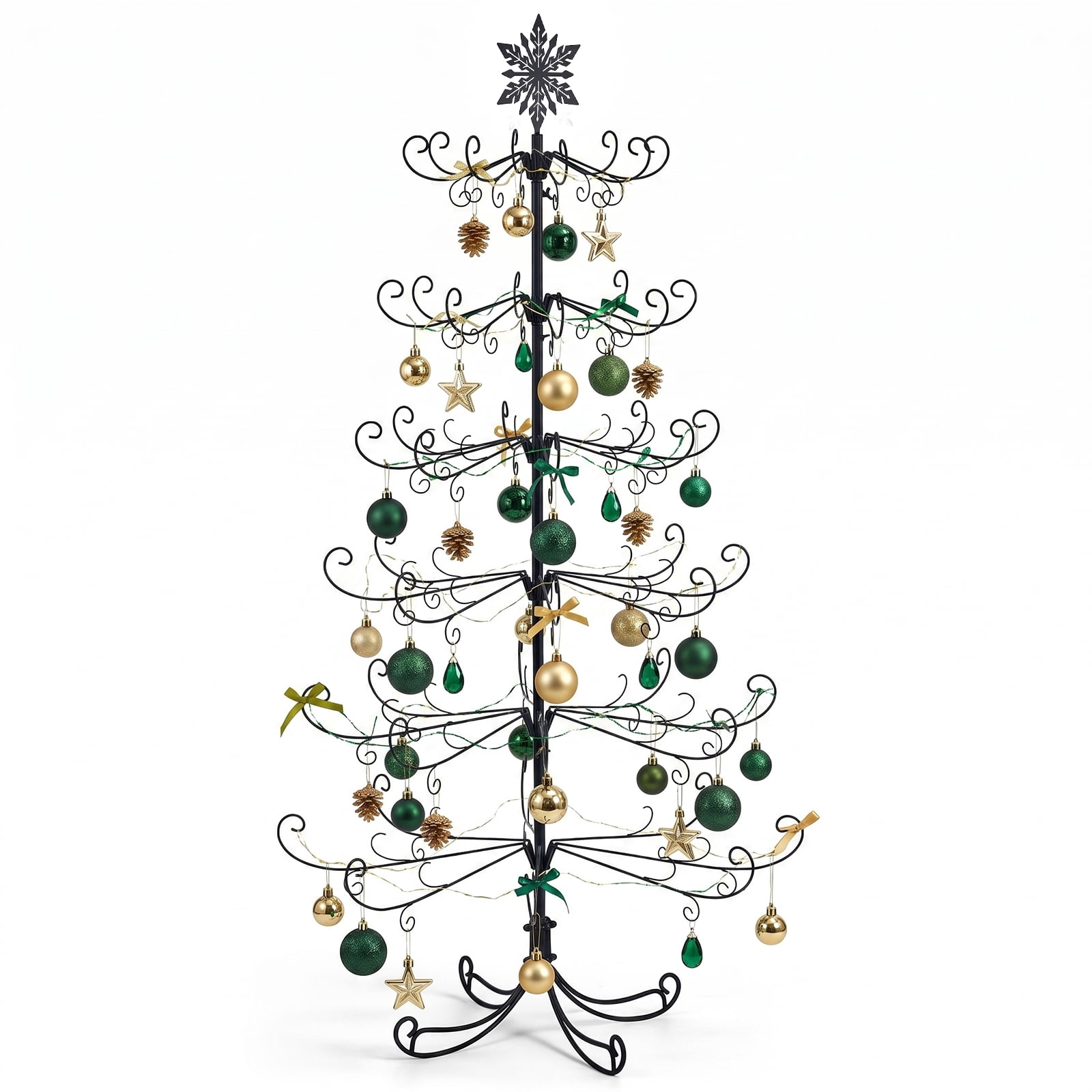 6ft Christmas Tree with Snowflake Top Black PVC Iron (Accessories Not Included)