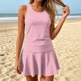 thumbnail image 5 of Womens Tankini Bathing Suit 2 Piece Swimwear with Sleeveless Tank Top and Flared Swim Skirt Modest Tummy Control Swimwear, M, 5 of 6