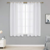 Rosnek Sheer Curtains Elegant Sheer Window Drapes Rod Pocket, Single Panel in White