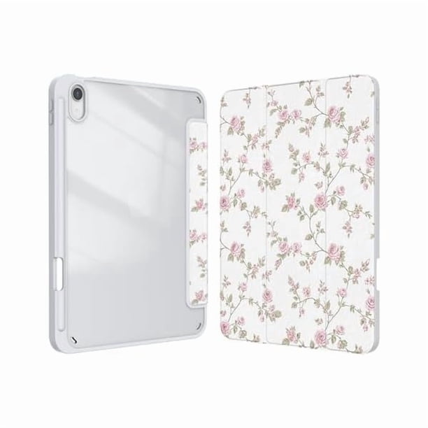 wonim11 Case for iPad (A16) 11th Generation (2025) 11 inch, iPad 10th Generation (2022) 10.9 inch, Case with Pencil Holder, Clear Back Cover Cute Design for Women Girl, Auto Sleep/Wake, Pink Flower