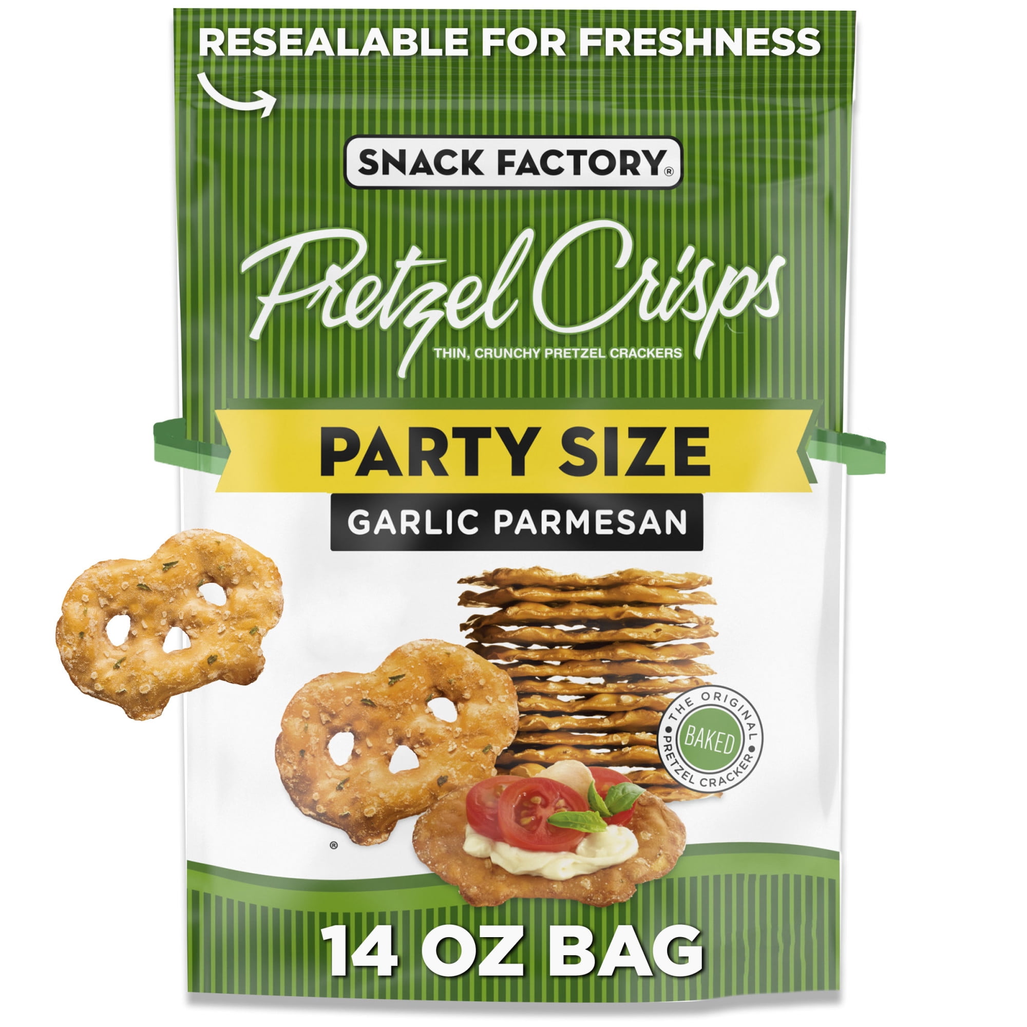 Snack Factory Garlic Parmesan Pretzel Crisps, 14 oz Party Size Bag