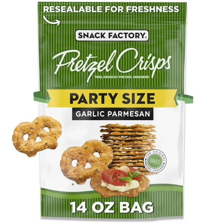 Snack Factory Garlic Parmesan Pretzel Crisps, 14 oz Party Size Bag