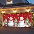 thumbnail image 3 of Fsddascl 7 x 16 Ft Christmas Garage Door Cover, Red Snowman Christmas Large Garage Door Banner, Tree Snowflake Gifts Hanging Garage Mural Background for Indoor Outdoor Xmas Party Supplies, 3 of 9