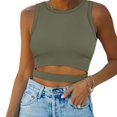 thumbnail image 4 of Toimothcn Womens Tank Top Summer Solid Color Crop Tops Sleeveless Racerback Crew Neck Stretchy Tank Top Suitable For Outdoor Activities, 4 of 8