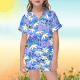 thumbnail image 2 of Ensemble de Pyjama pour Filles, Festival, Imprimé, Boutonné, Col à Revers, Manches Courtes, Short, 2 of 4