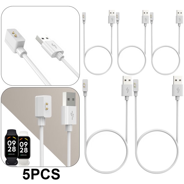 Adaptador Cargador USB Línea Carga para Pulsera Mi Band 2 (60 CM) Rojo Blanco