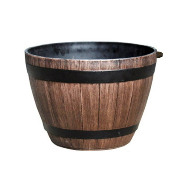 Maceta De Barril De Imitación, Decoración De Patio Doméstico, Diseño De Escena, Barriles De Plantación Redondos Para Interiores Y Exteriores, Adorno De Patio Trasero Methold HA029674-00