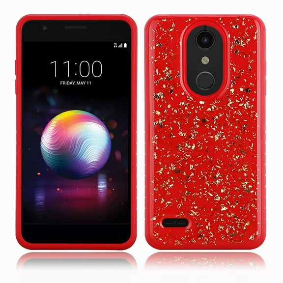 GSA Slim Hybrid Frozen Gold Glitter Case For LG K30 LG K10 (2018) Red
