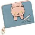 thumbnail image 1 of Cartera pequeña para niñas y mujeres con diseño de gato bonito, monedero, organizador de tarjetas (azul), 1 of 4