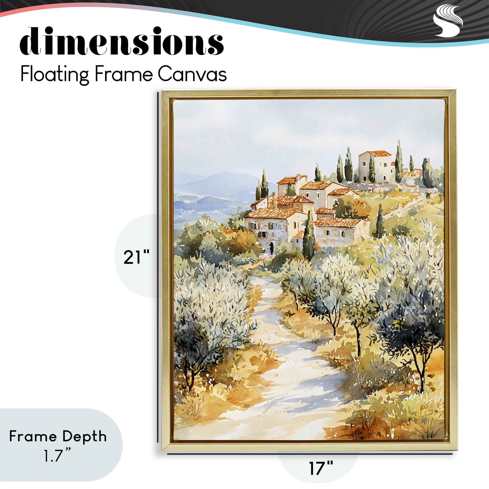Stupell Industries Tuscan Hilltop Village View Gold Framed Floater Canvas Wall Art, design by LSR Design Studio