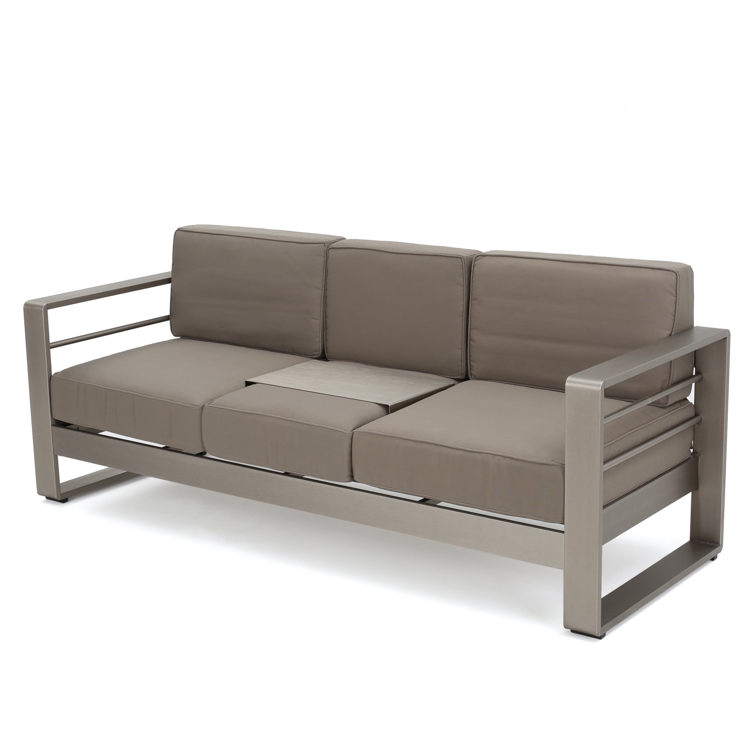 Crested Bay Outdoor Aluminum 3 Piece Sofa Set With Cushions Khaki Walmart Com Walmart Com